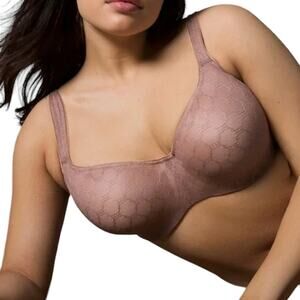 Soma Women's Stunning Support Geo Lace Full Coverage Balconette Bra Size 40G